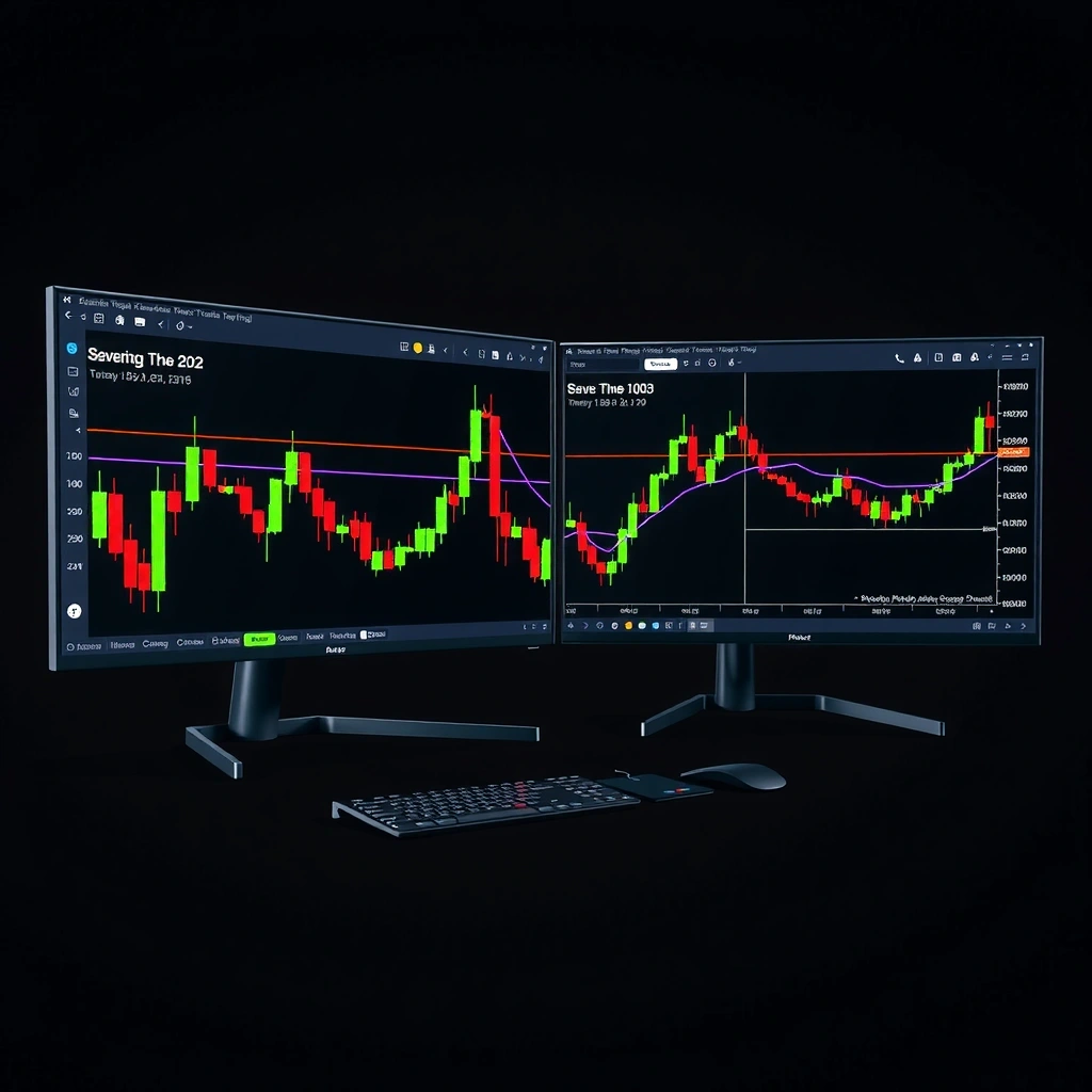 Real-time financial chart with candlestick patterns and trading indicators